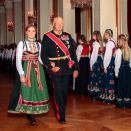 After the confirmation service, an official luncheon for 159 guests took place in the Banqueting Hall. King Harald accompanied The Princess. Photo: Lise Åserud / NTB scanpix